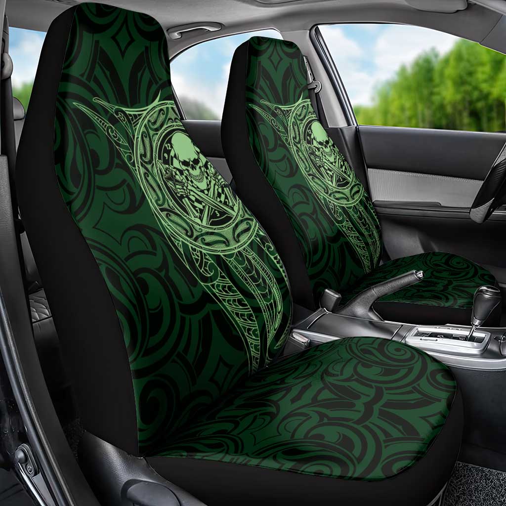 New Zealand Skull Darts Car Seat Cover Aotearoa Maori Chest Tattoo Stylized Green - Aussie Hoodie