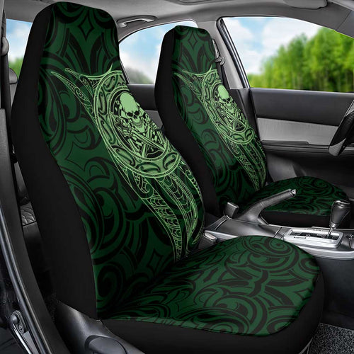 New Zealand Skull Darts Car Seat Cover Aotearoa Maori Chest Tattoo Stylized Green - Aussie Hoodie