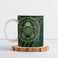 New Zealand Skull Darts Ceramic Mug Aotearoa Maori Chest Tattoo Stylized Green - Aussie Hoodie