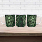 New Zealand Skull Darts Ceramic Mug Aotearoa Maori Chest Tattoo Stylized Green - Aussie Hoodie