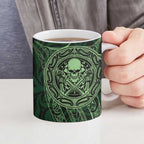 New Zealand Skull Darts Ceramic Mug Aotearoa Maori Chest Tattoo Stylized Green - Aussie Hoodie