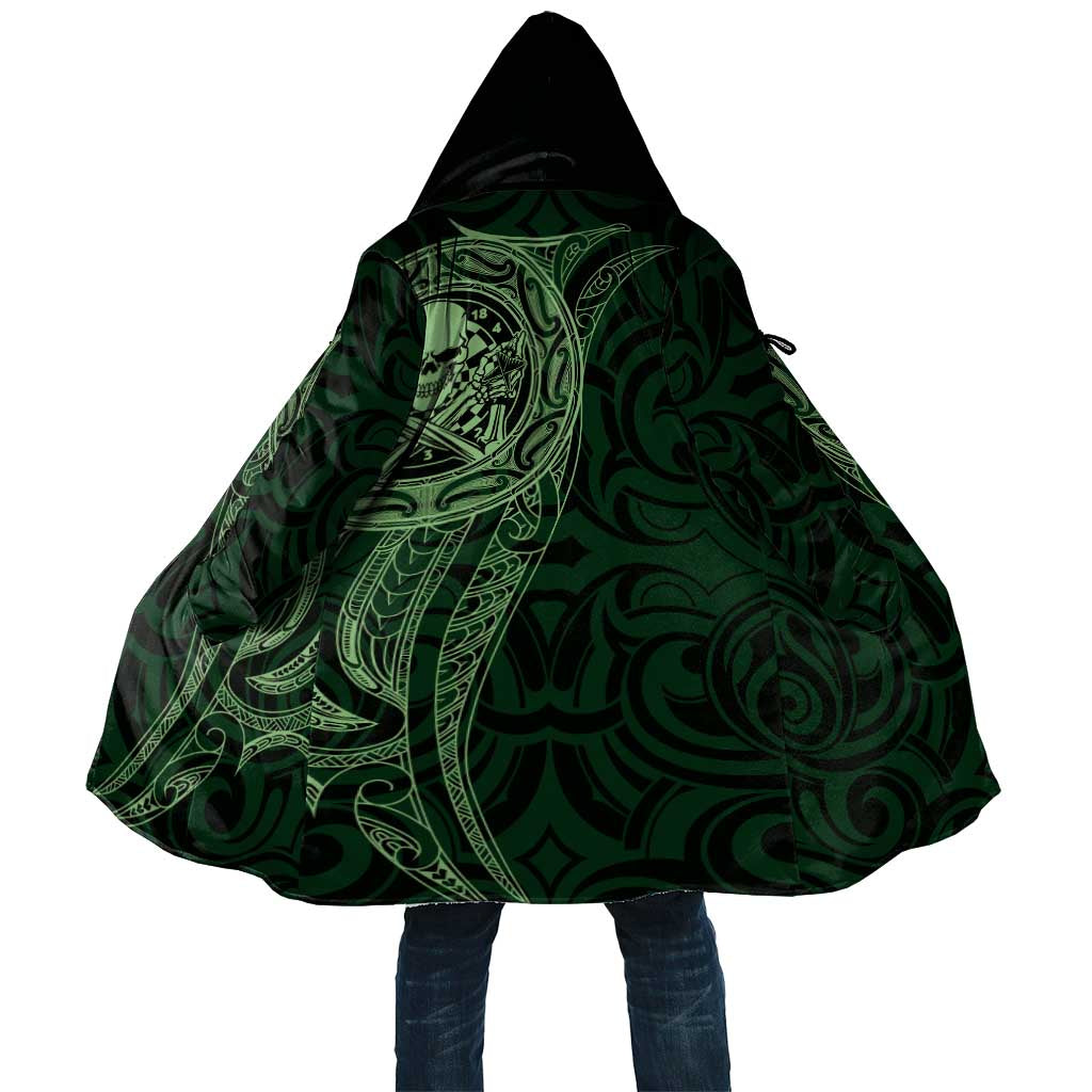 New Zealand Skull Darts Cloak Aotearoa Maori Chest Tattoo Stylized Green - Aussie Hoodie