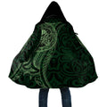 New Zealand Skull Darts Cloak Aotearoa Maori Chest Tattoo Stylized Green - Aussie Hoodie