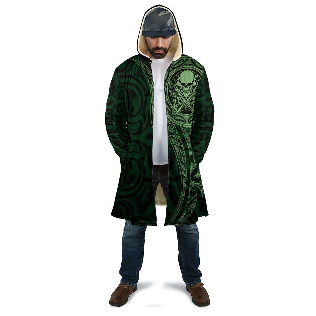 New Zealand Skull Darts Cloak Aotearoa Maori Chest Tattoo Stylized Green - Aussie Hoodie