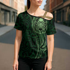 New Zealand Skull Darts Cross Shoulder Shirt Aotearoa Maori Chest Tattoo Stylized Green - Aussie Hoodie