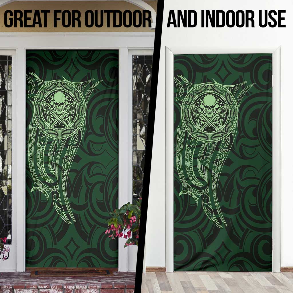 New Zealand Skull Darts Door Cover Aotearoa Maori Chest Tattoo Stylized Green - Aussie Hoodie