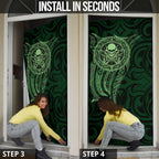 New Zealand Skull Darts Door Cover Aotearoa Maori Chest Tattoo Stylized Green - Aussie Hoodie