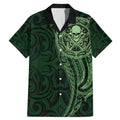 New Zealand Skull Darts Family Matching Mermaid Dress and Hawaiian Shirt Aotearoa Maori Chest Tattoo Stylized Green - Aussie Hoodie