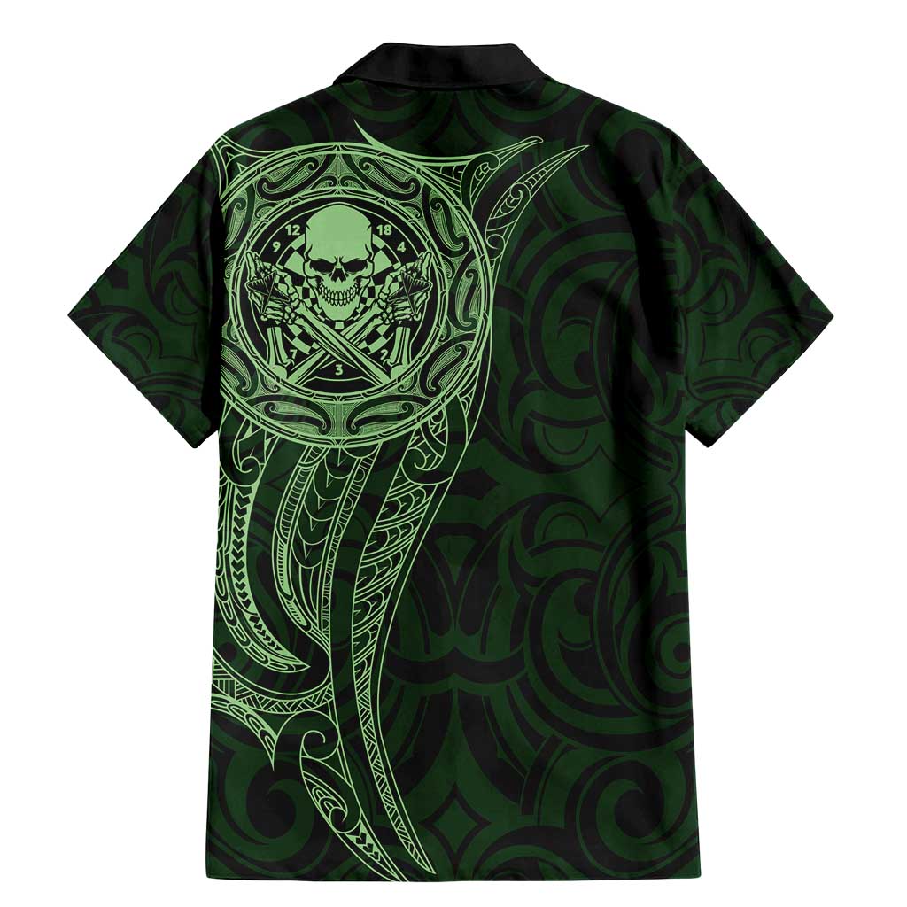 New Zealand Skull Darts Family Matching Mermaid Dress and Hawaiian Shirt Aotearoa Maori Chest Tattoo Stylized Green - Aussie Hoodie