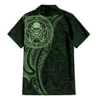 New Zealand Skull Darts Family Matching Mermaid Dress and Hawaiian Shirt Aotearoa Maori Chest Tattoo Stylized Green - Aussie Hoodie