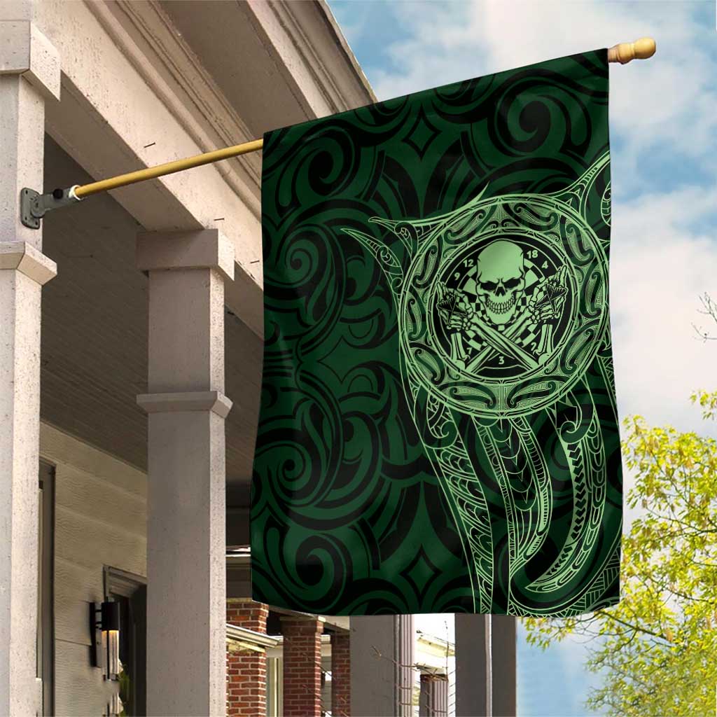 New Zealand Skull Darts Garden Flag Aotearoa Maori Chest Tattoo Stylized Green - Aussie Hoodie