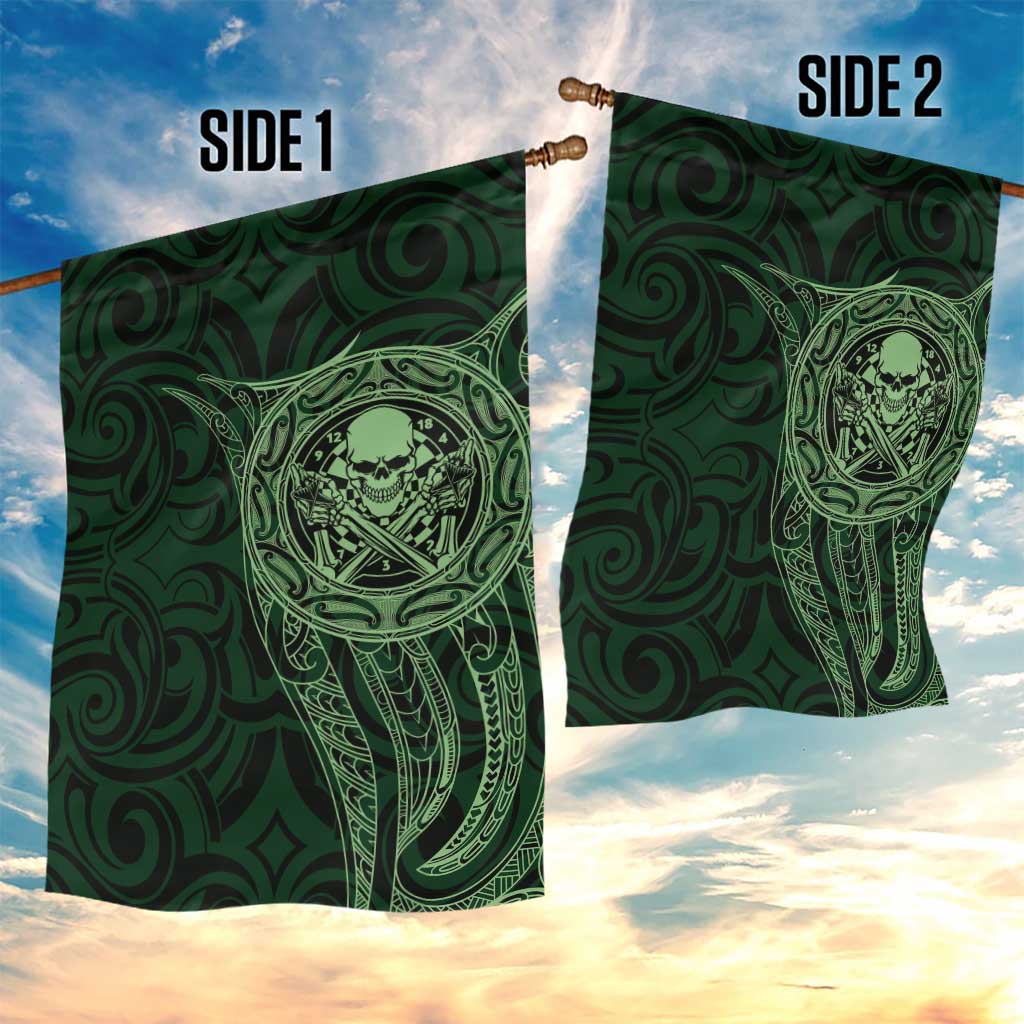 New Zealand Skull Darts Garden Flag Aotearoa Maori Chest Tattoo Stylized Green - Aussie Hoodie