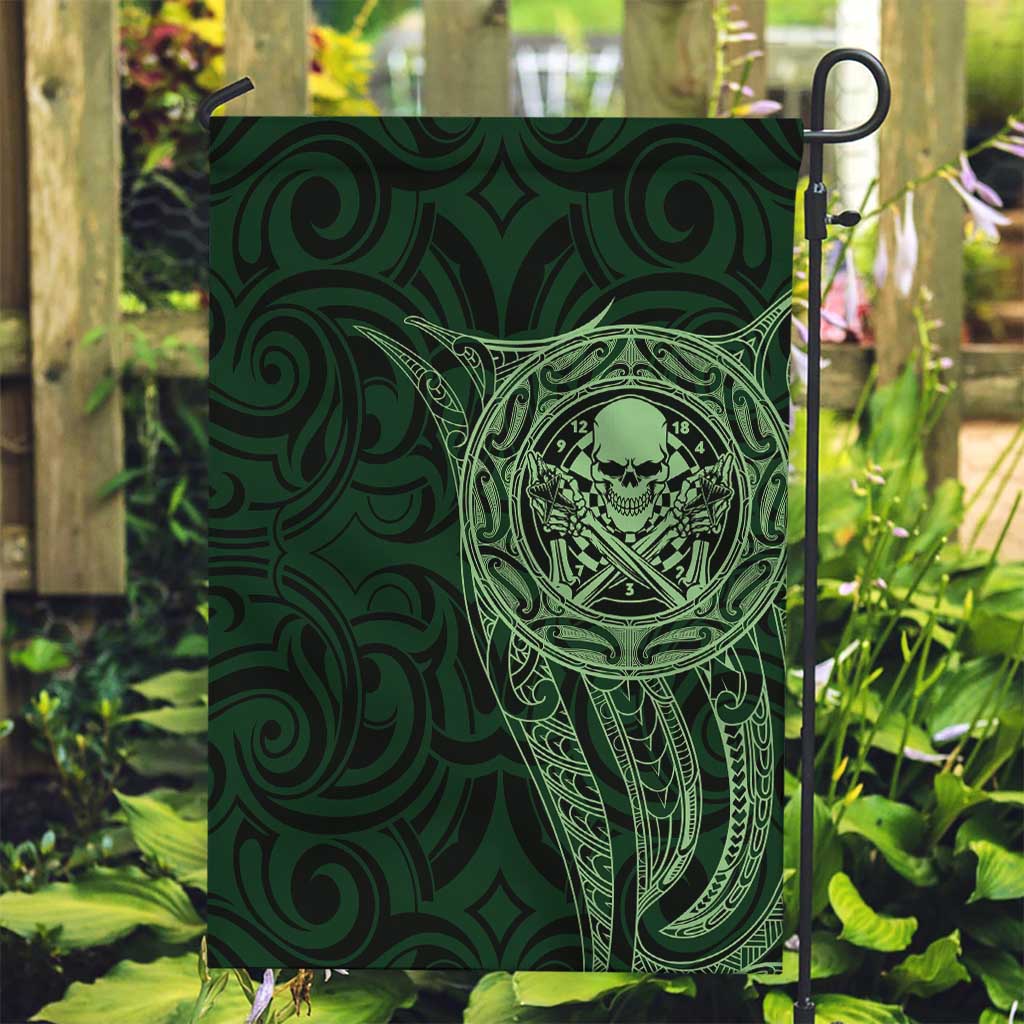 New Zealand Skull Darts Garden Flag Aotearoa Maori Chest Tattoo Stylized Green - Aussie Hoodie
