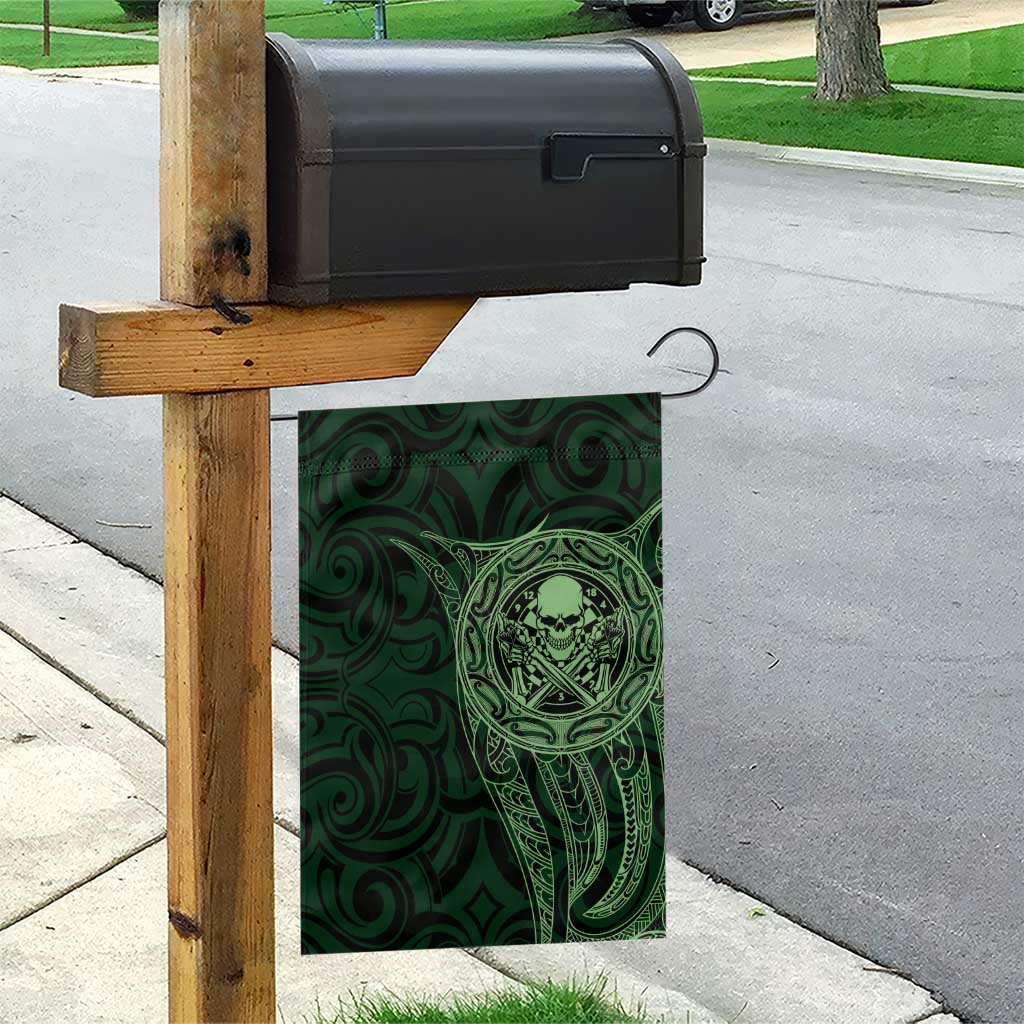 New Zealand Skull Darts Garden Flag Aotearoa Maori Chest Tattoo Stylized Green - Aussie Hoodie
