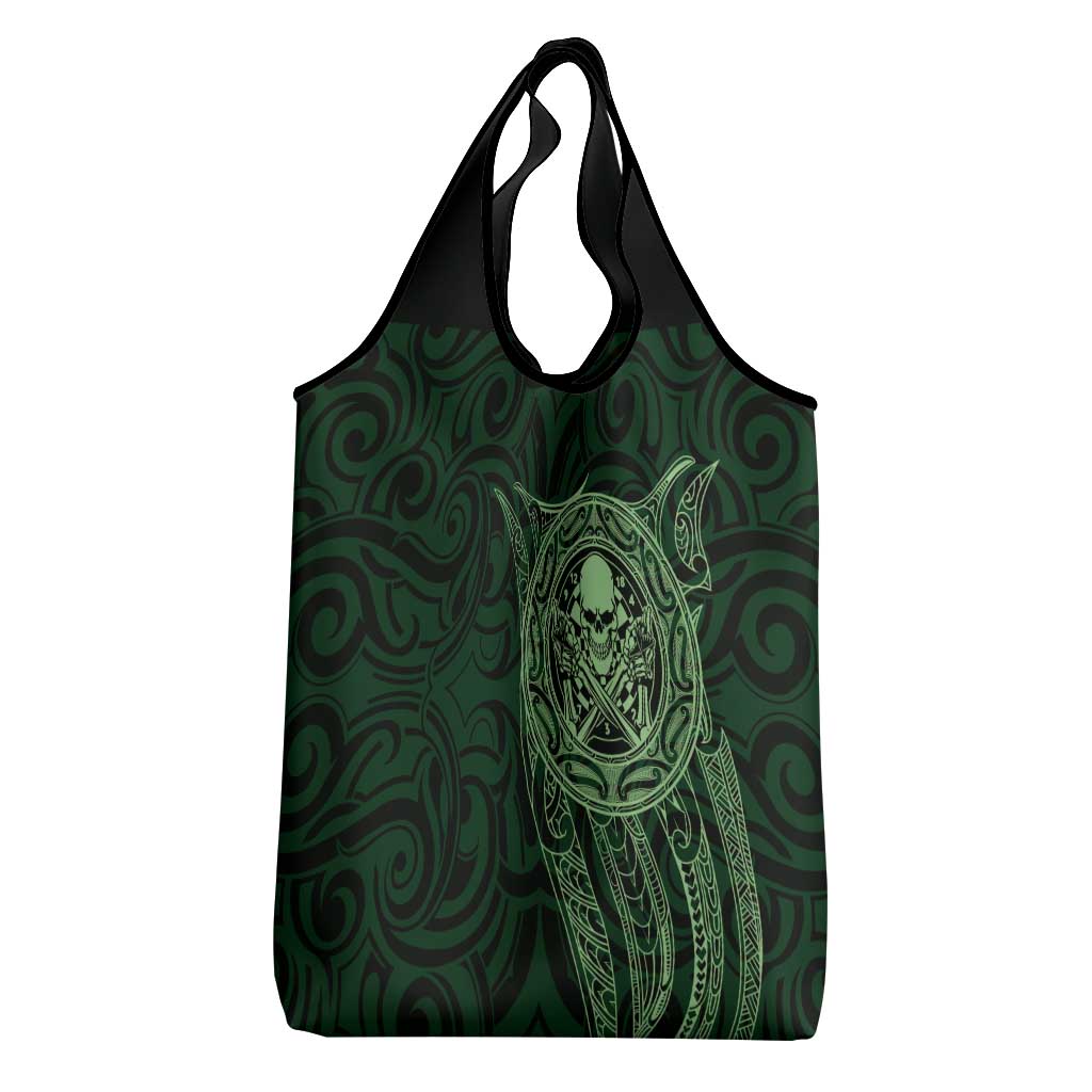 New Zealand Skull Darts Grocery Bag Aotearoa Maori Chest Tattoo Stylized Green - Aussie Hoodie