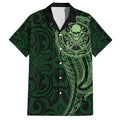 New Zealand Skull Darts Hawaiian Shirt Aotearoa Maori Chest Tattoo Stylized Green - Aussie Hoodie