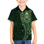 New Zealand Skull Darts Hawaiian Shirt Aotearoa Maori Chest Tattoo Stylized Green - Aussie Hoodie