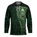 New Zealand Skull Darts Hockey Jersey Aotearoa Maori Chest Tattoo Stylized Green - Aussie Hoodie