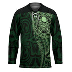 New Zealand Skull Darts Hockey Jersey Aotearoa Maori Chest Tattoo Stylized Green - Aussie Hoodie