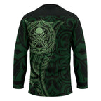New Zealand Skull Darts Hockey Jersey Aotearoa Maori Chest Tattoo Stylized Green - Aussie Hoodie