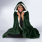 New Zealand Skull Darts Hooded Blanket Aotearoa Maori Chest Tattoo Stylized Green - Aussie Hoodie