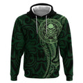 New Zealand Skull Darts Hoodie Aotearoa Maori Chest Tattoo Stylized Green - Aussie Hoodie