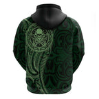 New Zealand Skull Darts Hoodie Aotearoa Maori Chest Tattoo Stylized Green - Aussie Hoodie