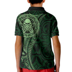 New Zealand Skull Darts Kid Polo Shirt Aotearoa Maori Chest Tattoo Stylized Green - Aussie Hoodie