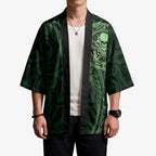 New Zealand Skull Darts Kimono Aotearoa Maori Chest Tattoo Stylized Green - Aussie Hoodie