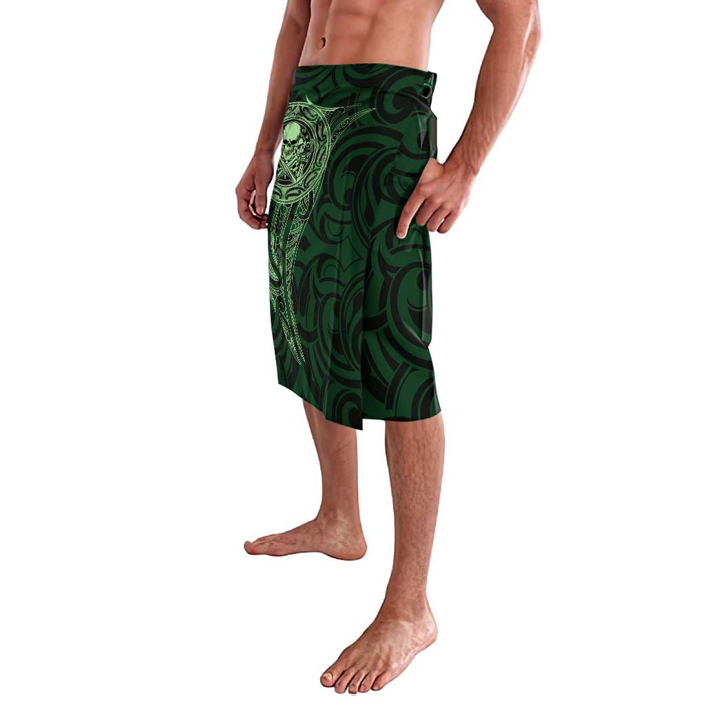 New Zealand Skull Darts Lavalava Aotearoa Maori Chest Tattoo Stylized Green - Aussie Hoodie