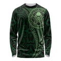 New Zealand Skull Darts Long Sleeve Shirt Aotearoa Maori Chest Tattoo Stylized Green - Aussie Hoodie