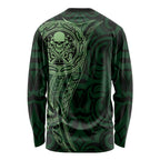 New Zealand Skull Darts Long Sleeve Shirt Aotearoa Maori Chest Tattoo Stylized Green - Aussie Hoodie