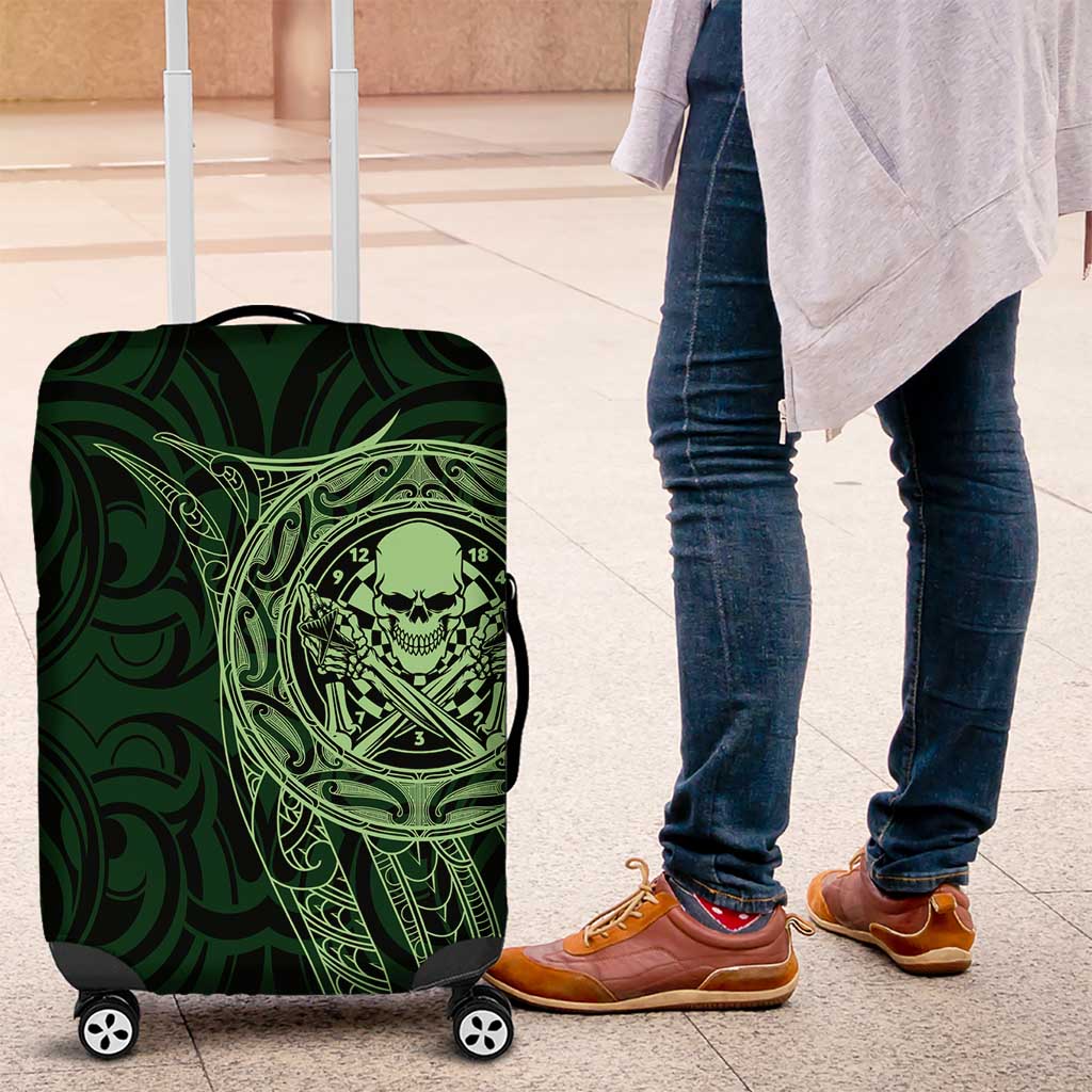 New Zealand Skull Darts Luggage Cover Aotearoa Maori Chest Tattoo Stylized Green - Aussie Hoodie
