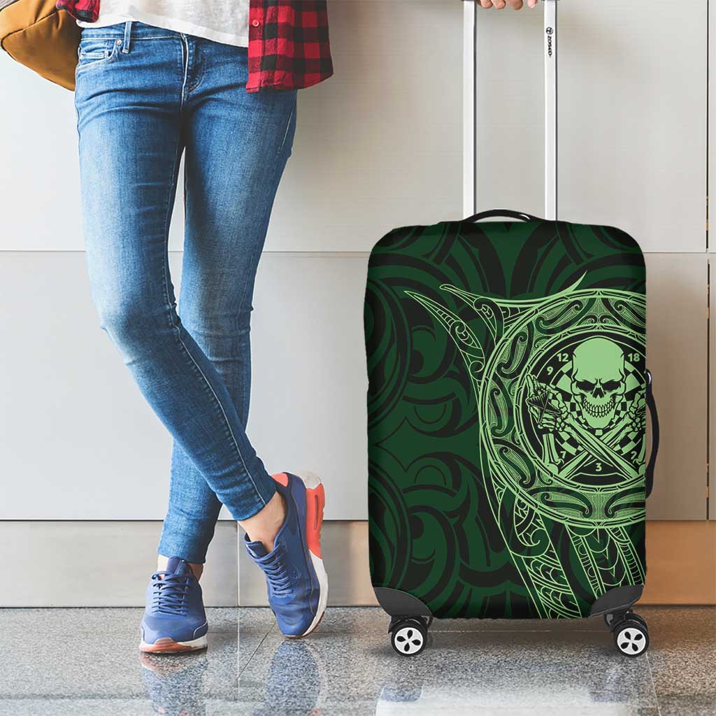 New Zealand Skull Darts Luggage Cover Aotearoa Maori Chest Tattoo Stylized Green - Aussie Hoodie