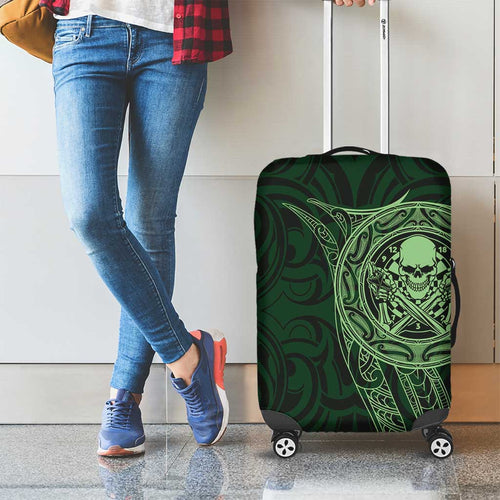 New Zealand Skull Darts Luggage Cover Aotearoa Maori Chest Tattoo Stylized Green - Aussie Hoodie