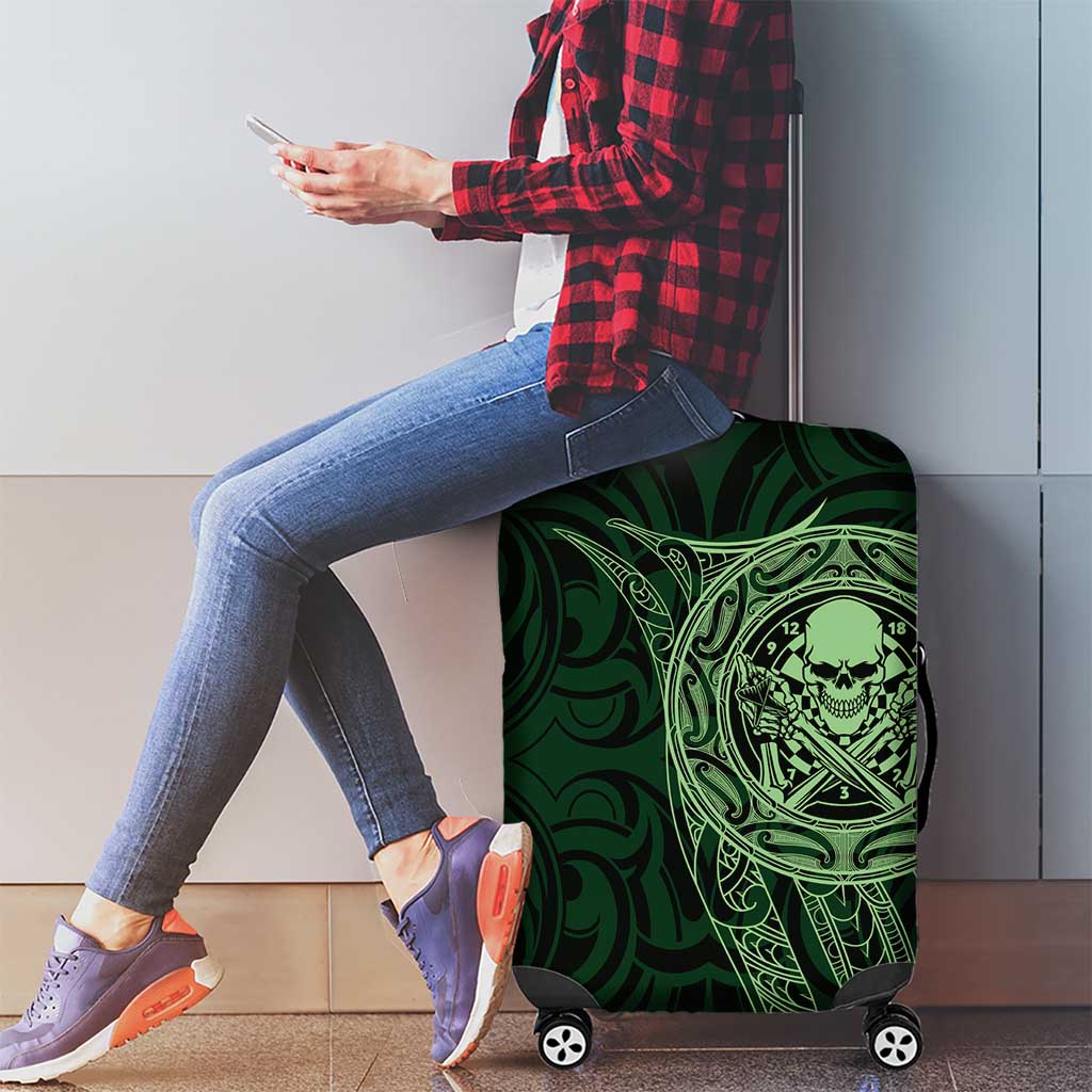New Zealand Skull Darts Luggage Cover Aotearoa Maori Chest Tattoo Stylized Green - Aussie Hoodie