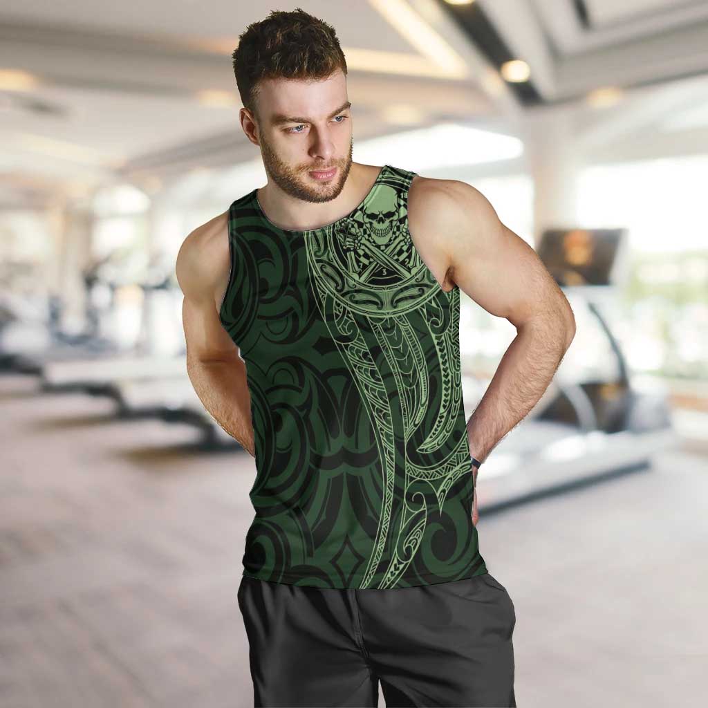 New Zealand Skull Darts Men Tank Top Aotearoa Maori Chest Tattoo Stylized Green - Aussie Hoodie