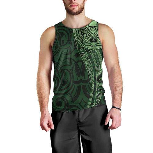 New Zealand Skull Darts Men Tank Top Aotearoa Maori Chest Tattoo Stylized Green - Aussie Hoodie