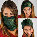 New Zealand Skull Darts Neck Gaiter Aotearoa Maori Chest Tattoo Stylized Green - Aussie Hoodie