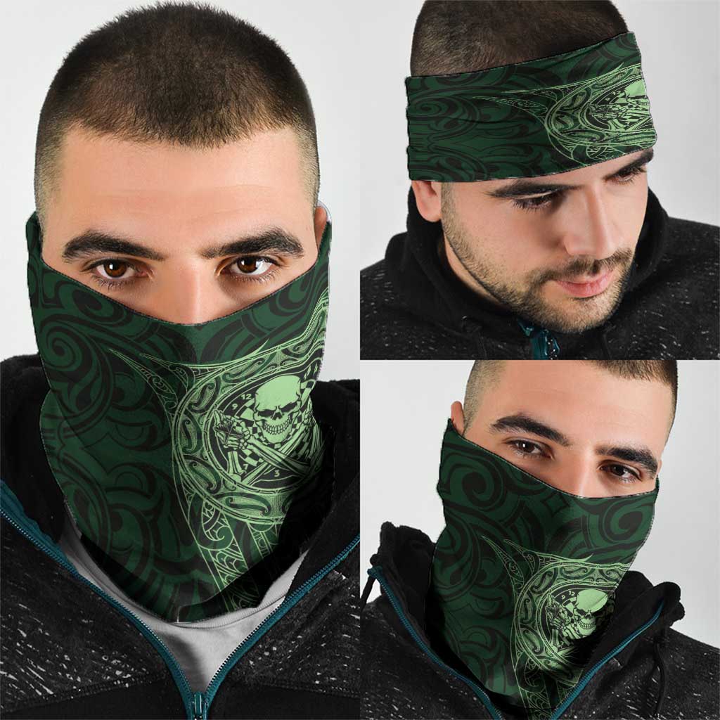 New Zealand Skull Darts Neck Gaiter Aotearoa Maori Chest Tattoo Stylized Green - Aussie Hoodie