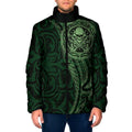 New Zealand Skull Darts Padded Jacket Aotearoa Maori Chest Tattoo Stylized Green - Aussie Hoodie