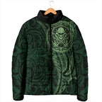 New Zealand Skull Darts Padded Jacket Aotearoa Maori Chest Tattoo Stylized Green - Aussie Hoodie