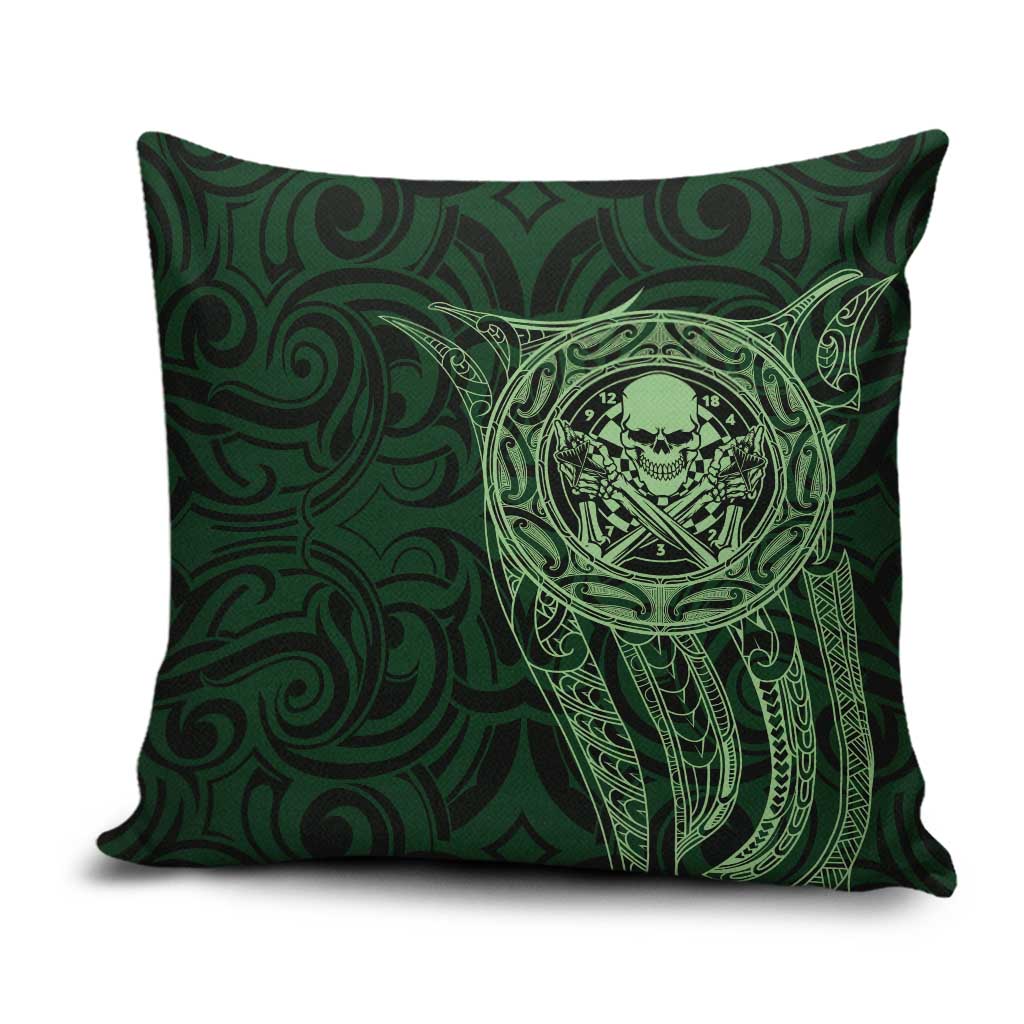 New Zealand Skull Darts Pillow Cover Aotearoa Maori Chest Tattoo Stylized Green - Aussie Hoodie