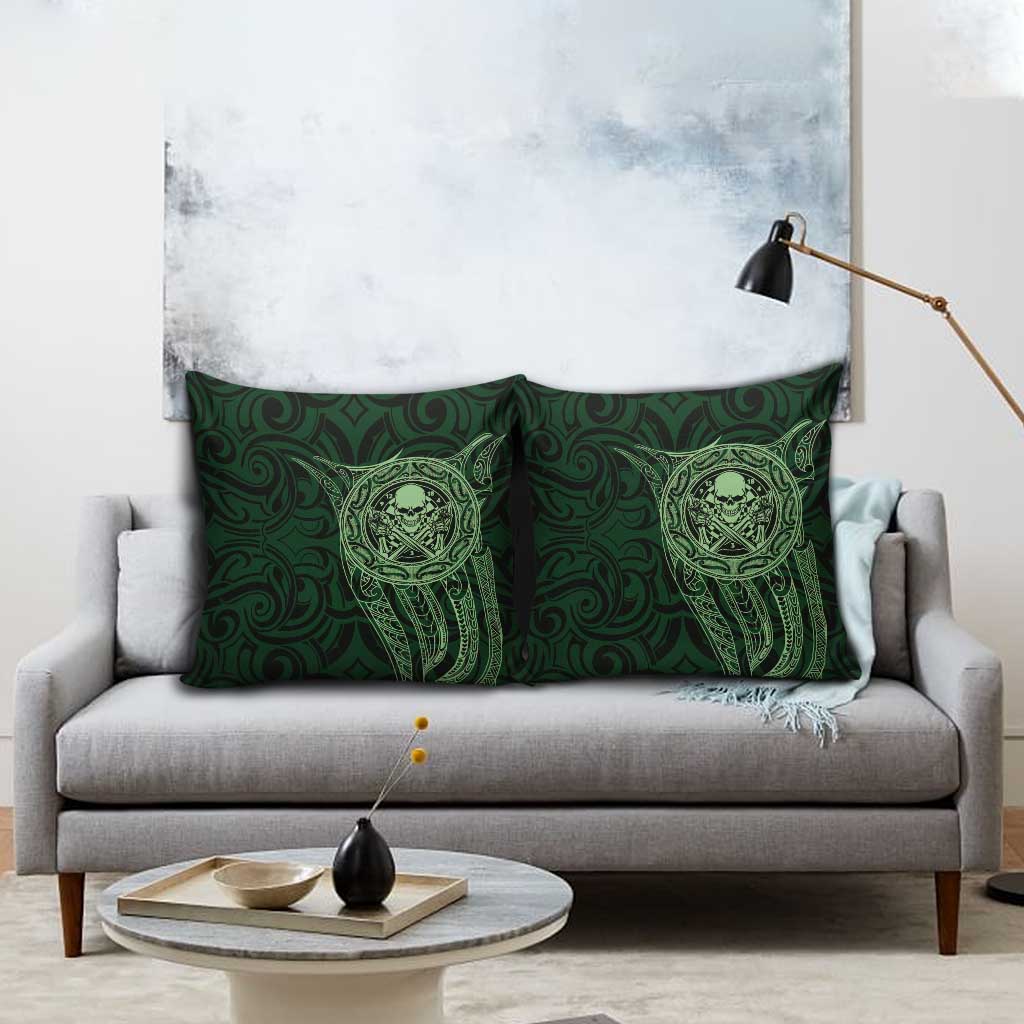 New Zealand Skull Darts Pillow Cover Aotearoa Maori Chest Tattoo Stylized Green - Aussie Hoodie