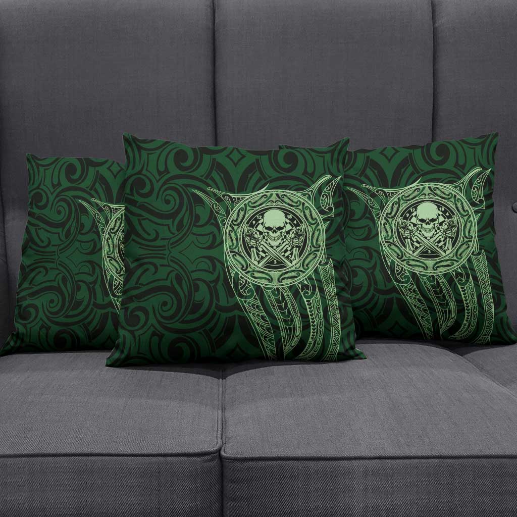 New Zealand Skull Darts Pillow Cover Aotearoa Maori Chest Tattoo Stylized Green - Aussie Hoodie