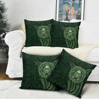 New Zealand Skull Darts Pillow Cover Aotearoa Maori Chest Tattoo Stylized Green - Aussie Hoodie