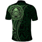 New Zealand Skull Darts Polo Shirt Aotearoa Maori Chest Tattoo Stylized Green - Aussie Hoodie