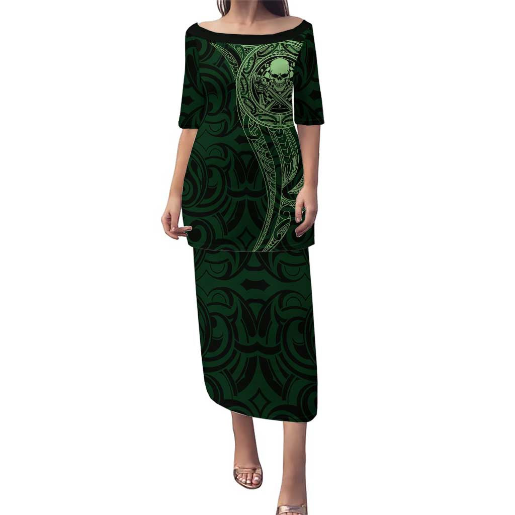 New Zealand Skull Darts Puletasi Aotearoa Maori Chest Tattoo Stylized Green - Aussie Hoodie