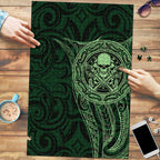 New Zealand Skull Darts Puzzle Aotearoa Maori Chest Tattoo Stylized Green - Aussie Hoodie