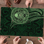 New Zealand Skull Darts Puzzle Aotearoa Maori Chest Tattoo Stylized Green - Aussie Hoodie